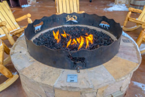 stone firepit on patio